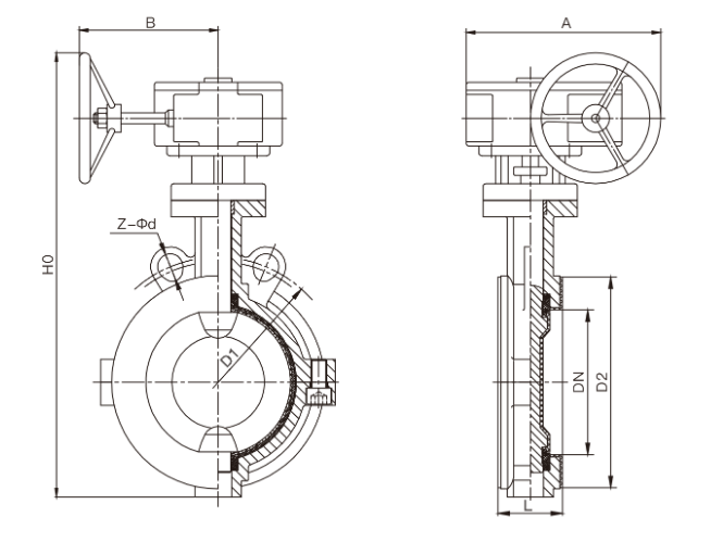 Wafer type fluorine-lined centerline butterfly valve(图1) Wafer type fluorine-lined centerline butterfly valve(图1)